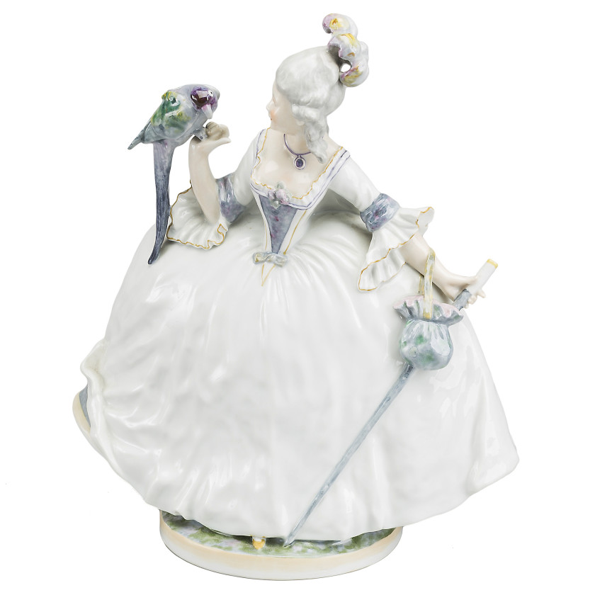 Porcelain figure "Lady with a parrot"