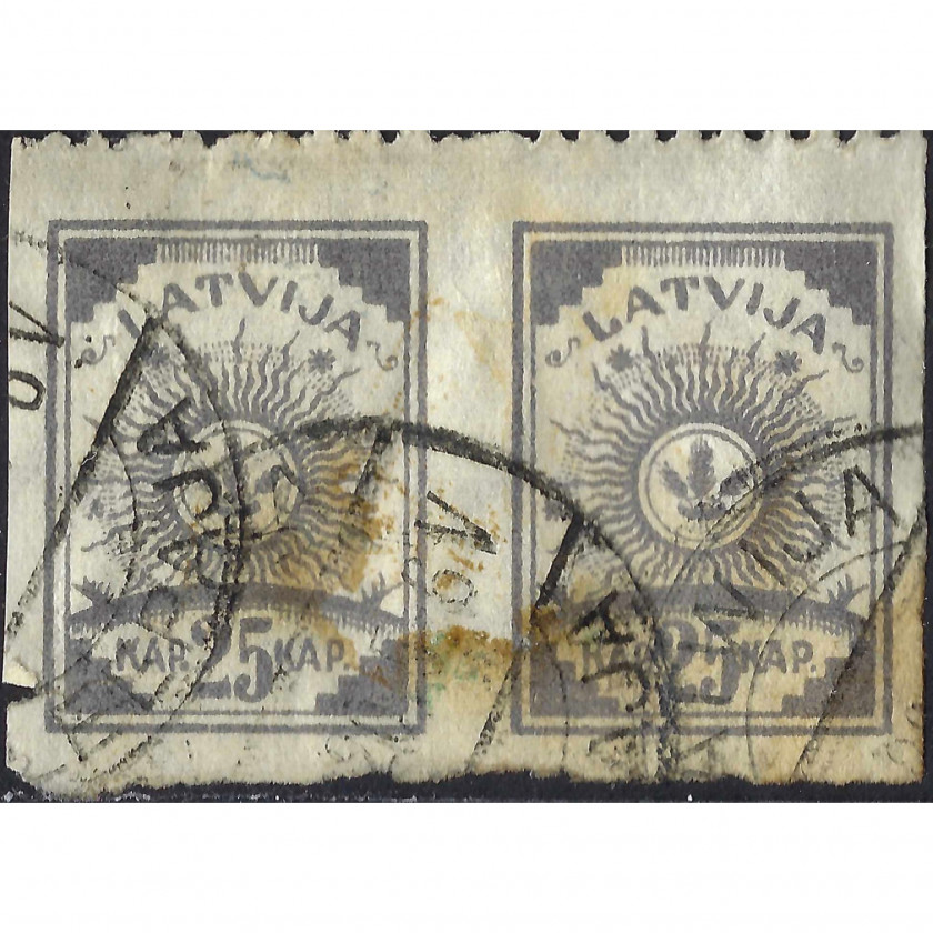 1919, Латвия, 25k, Соловьев #19, Литография, ВЗ, P9.5