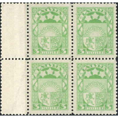 1921, Latvia, 3Rub, Solovyov #73 / Michel #80...