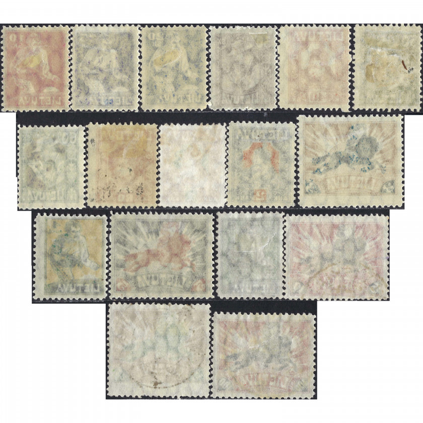 1921, Литва, 10s-100a, Соловьев #72B-#88, Литография, ВЗ, P11.25