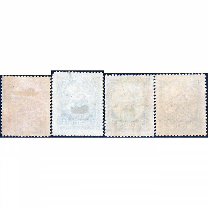 1920, Латвия, 50k-5Rub, Соловьев #40-#43 / Мишель #42A-#45A, Литография, Без ВЗ, P11.5