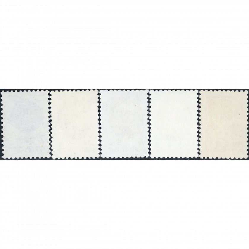 1992, Латвия, 1Rub-25Rub, Мишель #335-#339, Офсет, Без ВЗ, P12