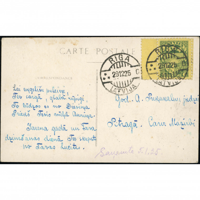 Unknown Publisher (New Year Postcard): Spirit of the New Year & J. Poruks poem. Mailed in 1925 (Pitrags)