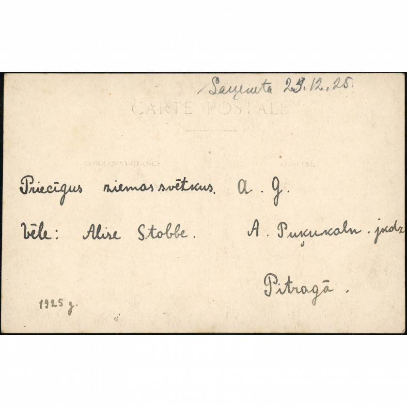 Unknown Publisher (Christmas Postcard): Dove and winter landscape. Hand-delivered in 1925 (Pitrags)