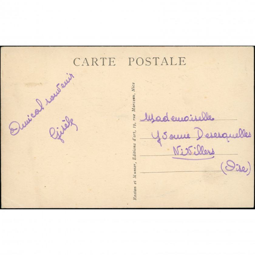 Nice (Le Jardin Albert Ier, France), year: 1929 (postmarked), publisher: Rostan et Munier (Nice).
