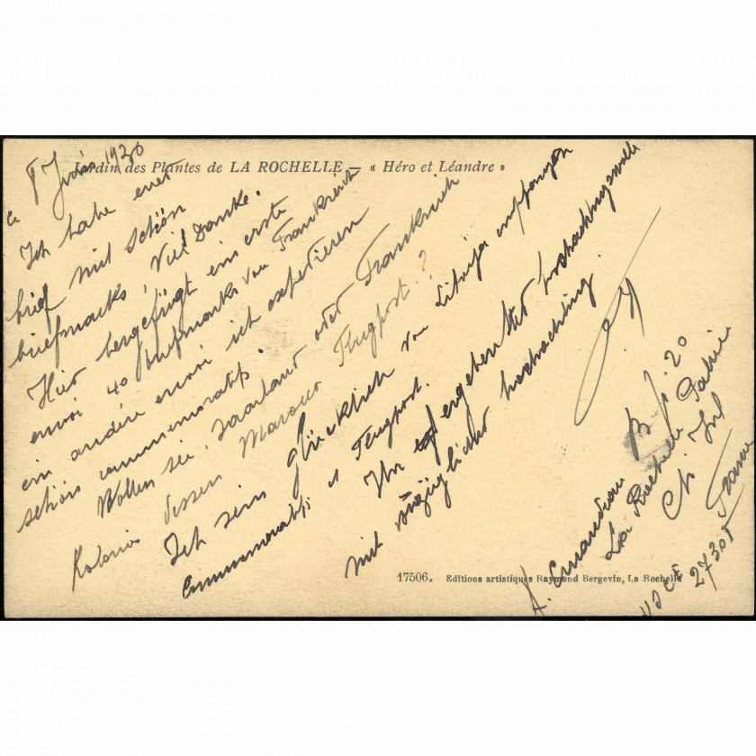Larošela (Botāniskais dārzs, Francija), gads: 1930 (pēc vēstules datuma), izdevējs: Editions artistiques Raymond Bergevin (Larošela).