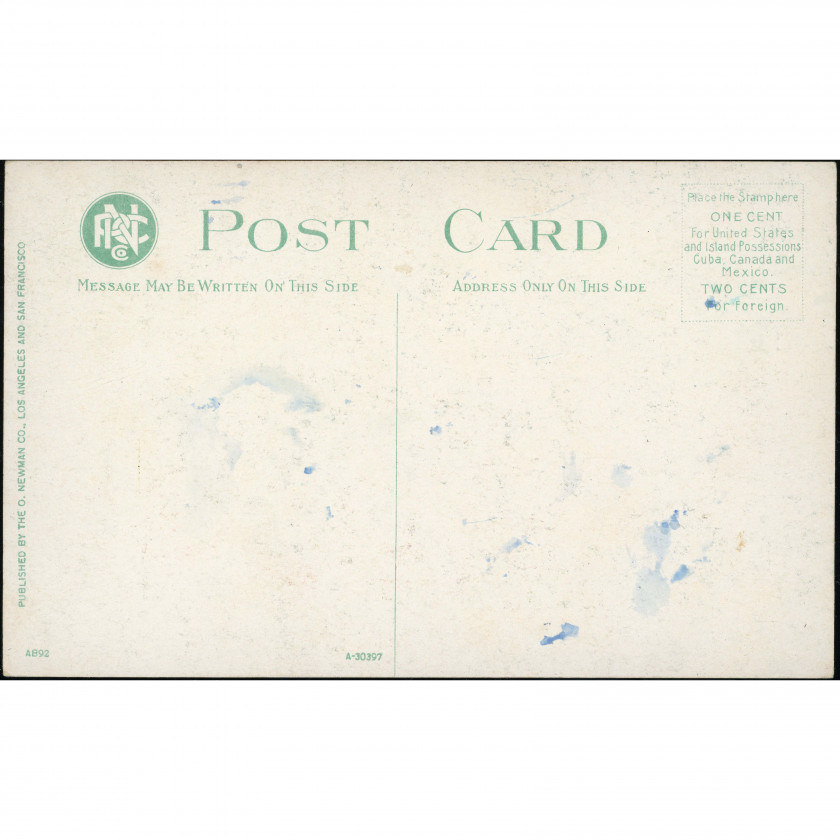 California (USA), year: 1910s, publisher: The O. Newman Co. (Los Angeles and San Francisco).