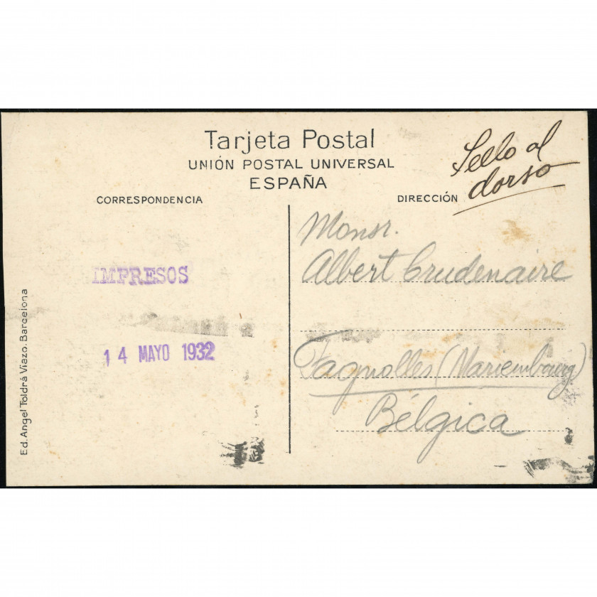 Барселона (гора Тибидабо, Испания), год отправки: 14 мая 1932 г., издатель: Angel Toldrá Viazo (A.T.V., Барселона).