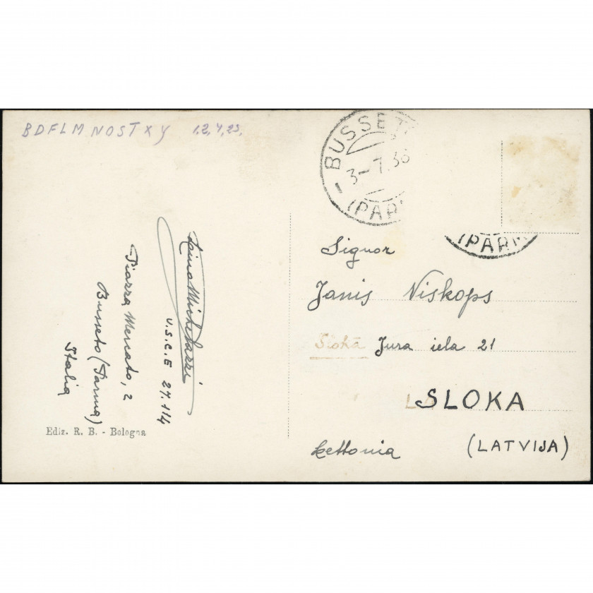 Bologna (Italy) — Piazza VIII Agosto and the Monument to the Commoner, period: mailed July 3, 1938, publisher: Ediz. R. B. (Bologna).