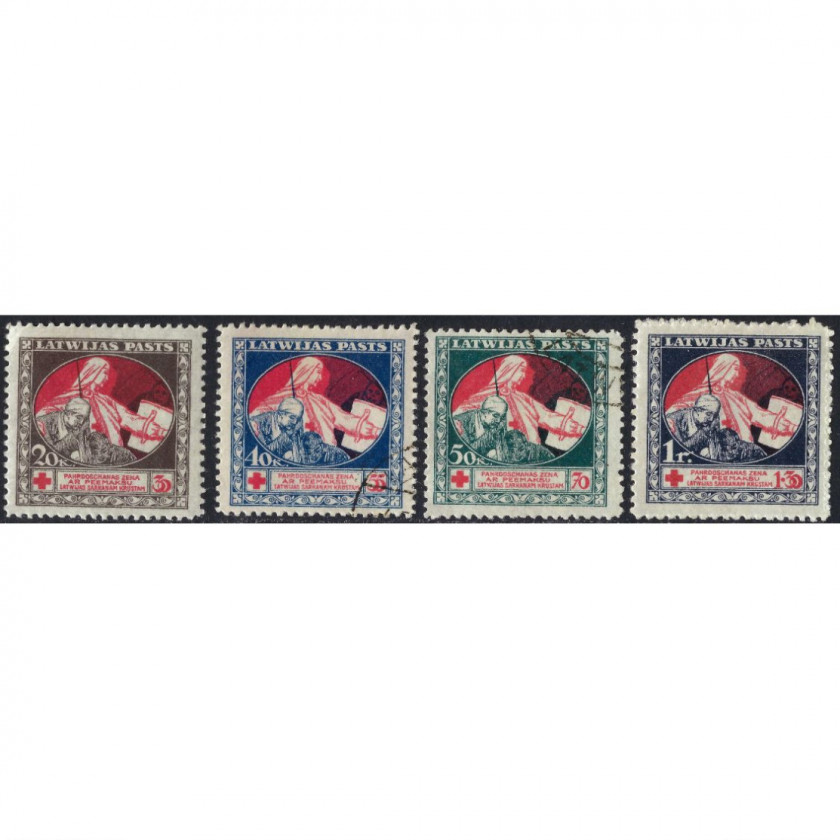 1921, Латвия, 20+10k-1Rub+30k, Соловьев #44B-#47B / Мишель #65z-#68z, Литография, Без ВЗ