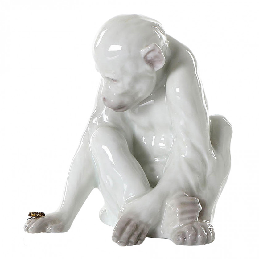 Porcelain figure "Monkey with a fly"