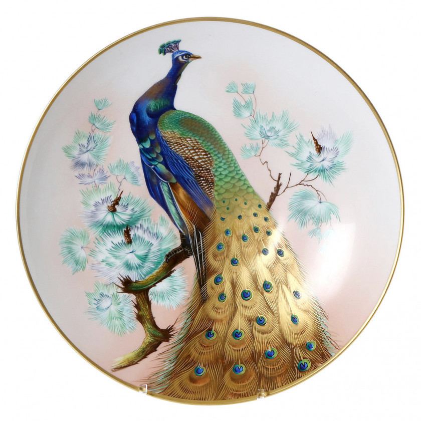 Porcelain decorative plate "Peacock"