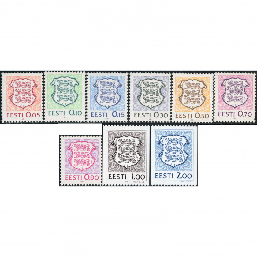 1991, Эстония, 0.05Rub-2Rub, Мишель #165-#173, Офсет, Без ВЗ, P13