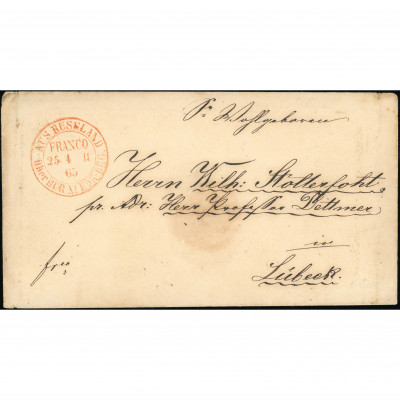 1865, Latvia (Russian Empire), Postal cover s...