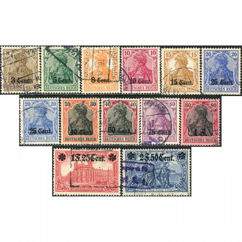 1916, Germany, 3c-2.50F, Michel #1-#12, Typographed, Wmk, P14