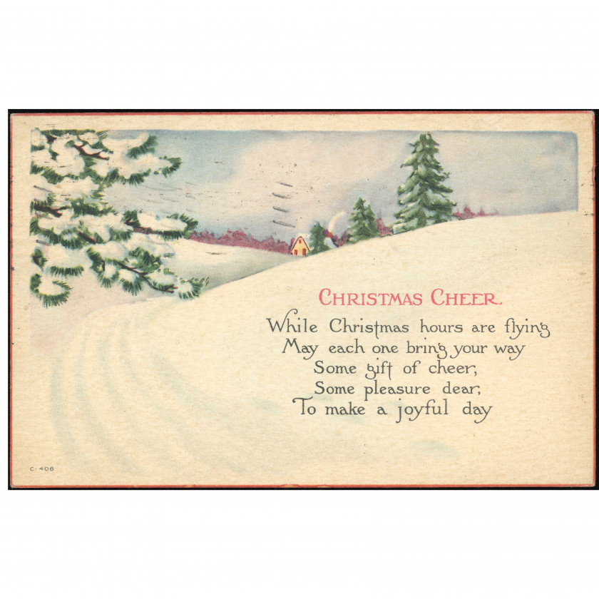 1923, United States , Transatlantic Christmas Postcard: Chicago to Riga. Rare Arrival Cancel Exactly on Dec 25th!