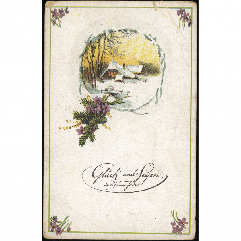 S. V. D. Publisher (New Year Postcard): Winter landscape and fir branch