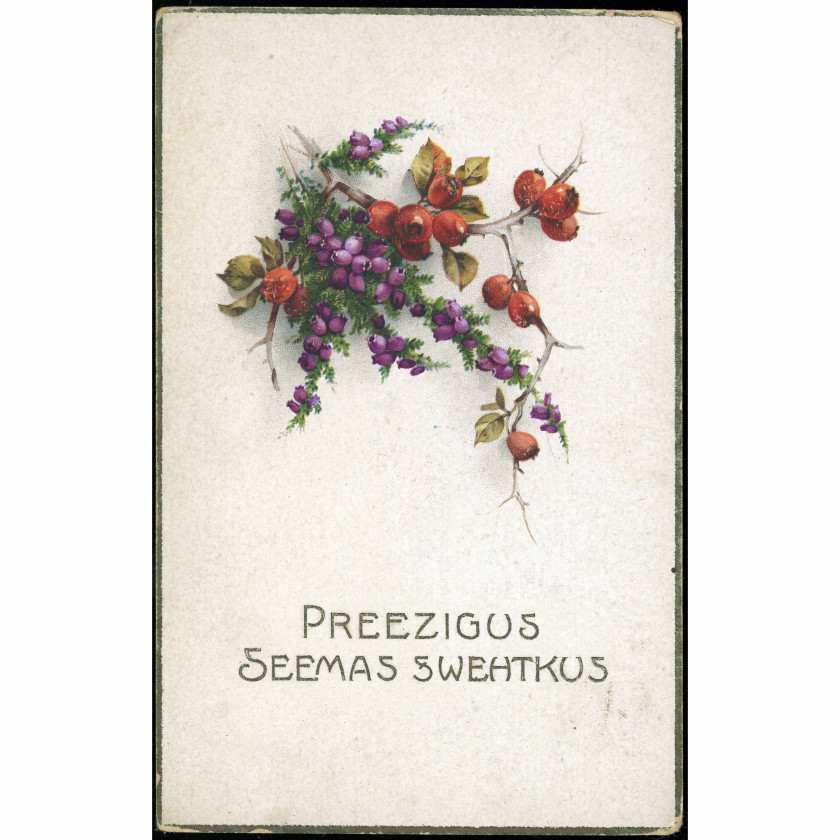 Publisher logo 'P' (Easter Card): Snowdrops and forget-me-nots. Riga