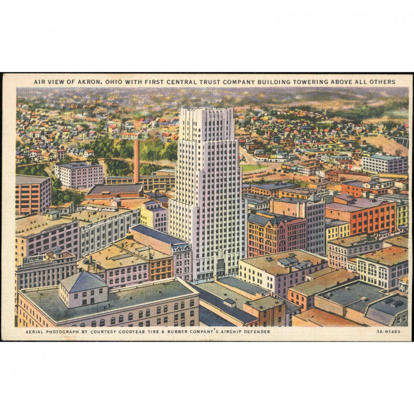 Akron (Ohio, USA), year: 1933 (Curt Teich code), publisher: Central News Agency (Akron) / Curt Teich (Chicago).