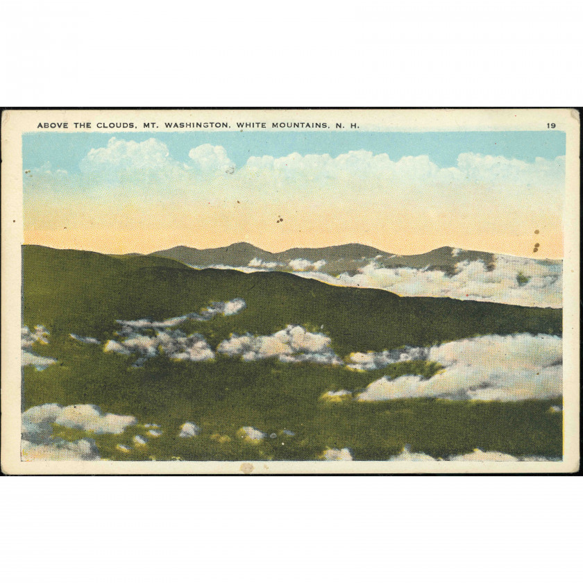 Гора Вашингтон (Белые горы, Нью-Гэмпшир, США), год: 1910-е – 1920-е, издатель: Hartman Card & Souvenir Co. (Портленд, Мэн).