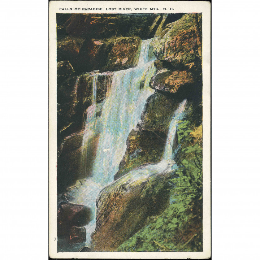 Falls of Paradise (Lost River, White Mountains, New Hampshire, USA), year: 1910s–1920s, publisher: "Old Man of the Mountain" series.