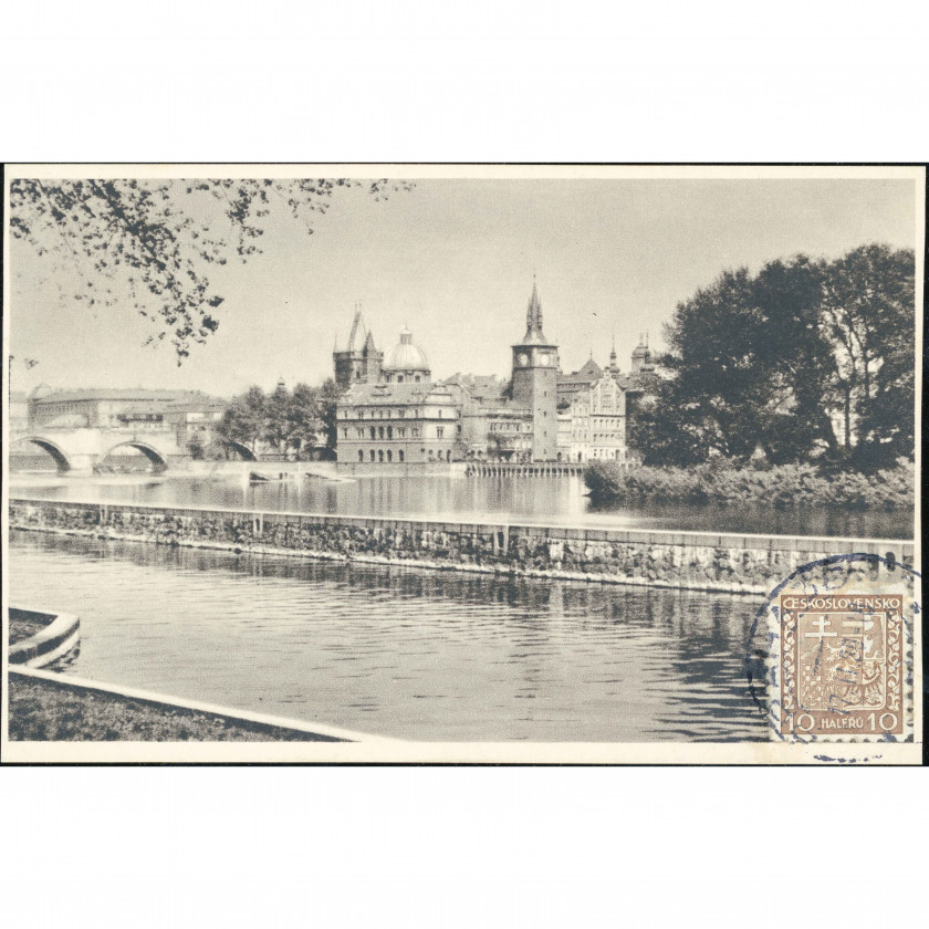 Prague (Trnka Mill, Water Tower, and the Vltava River, Czechoslovakia), period: 1928–1935, publisher: VŠA.