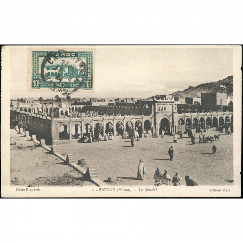 Erfūda (Maroka) — Tradicionālais tirgus, perioda datējums: 1930. gadi, izdevējs: Photo Flandrin / Editions Mars (Kasablanka).