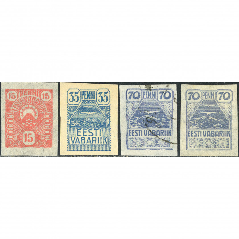 1919, Estonia, 15p-70p, Solovyov #8-#10A / Michel #9-#11, Typographed