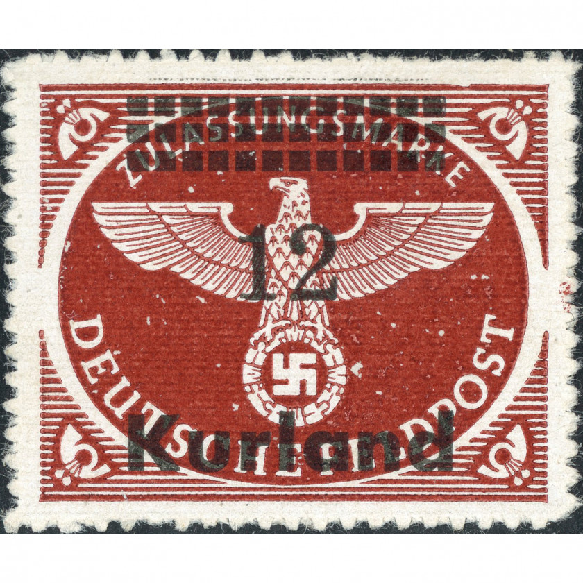 1945, Латвия,  12pf, Соловьев #5, Типография, Без ВЗ, P13.5