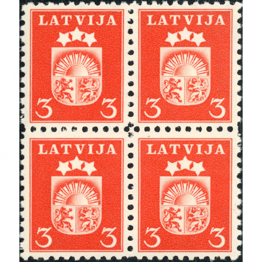1940, Latvia, 3s, Solovyov #276 / Michel #283, Phototype, Wmk, P11.5