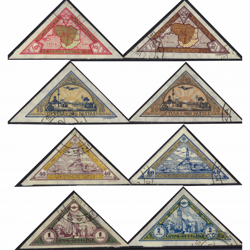 1932, Литва, 5c-2L, Соловьев #319A-#326A, Литография, ВЗ, Авиапочта