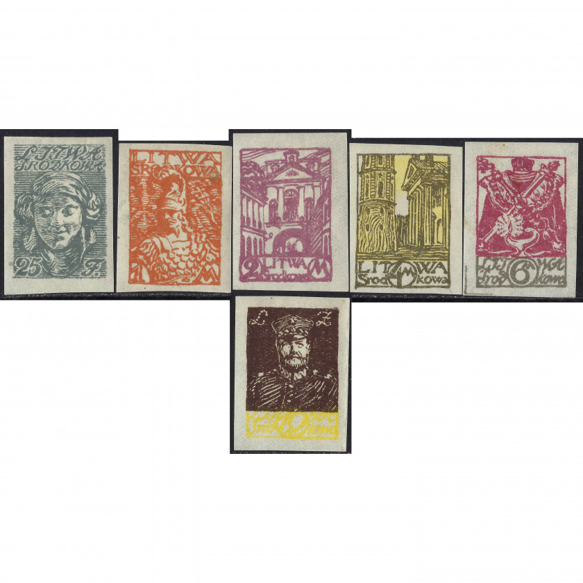 1920, Vidus Lietuva, 25f-10m, Solovjovs #17A-#22A, Litogrāfija, Bez zīmoga