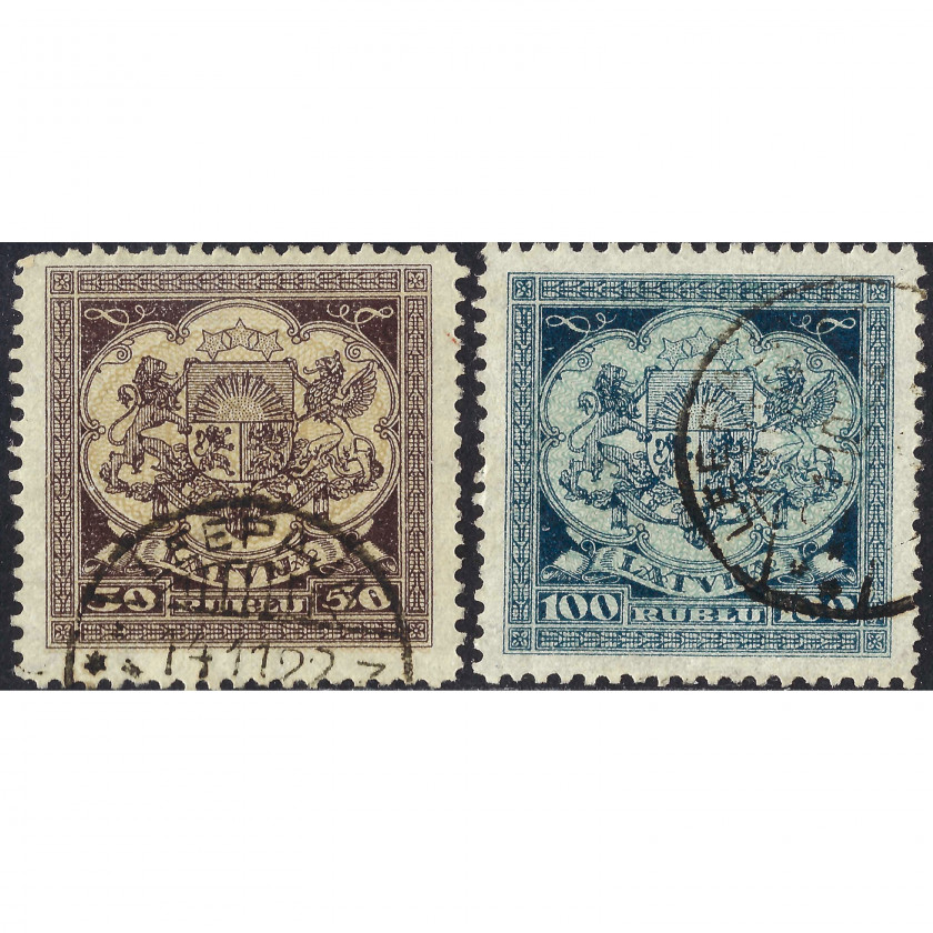 1922, Латвия, 50Rub-100Rub, Соловьев #80-#81, Литография, ВЗ, P11½