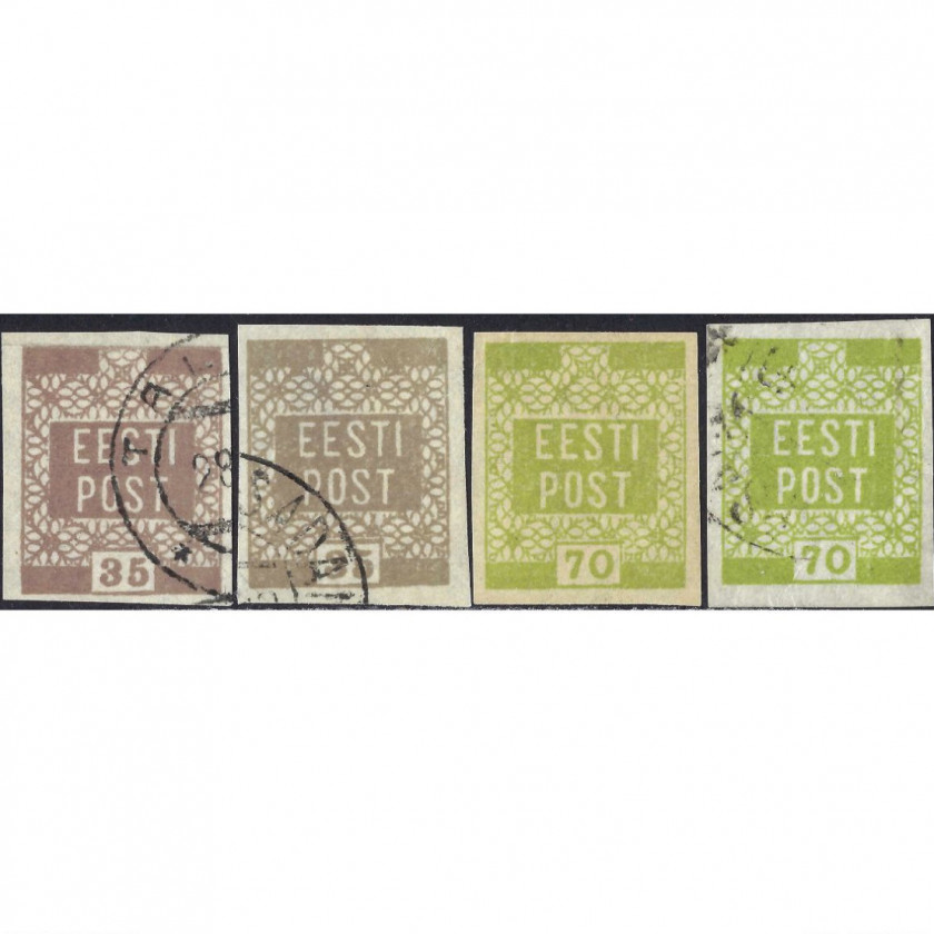 1919, Эстония, 35p-70p, Соловьев #3-#4A, Литография, Без ВЗ