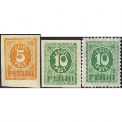 1919, Эстония, 5p-10p, Соловьев #5-#6A, Литог...