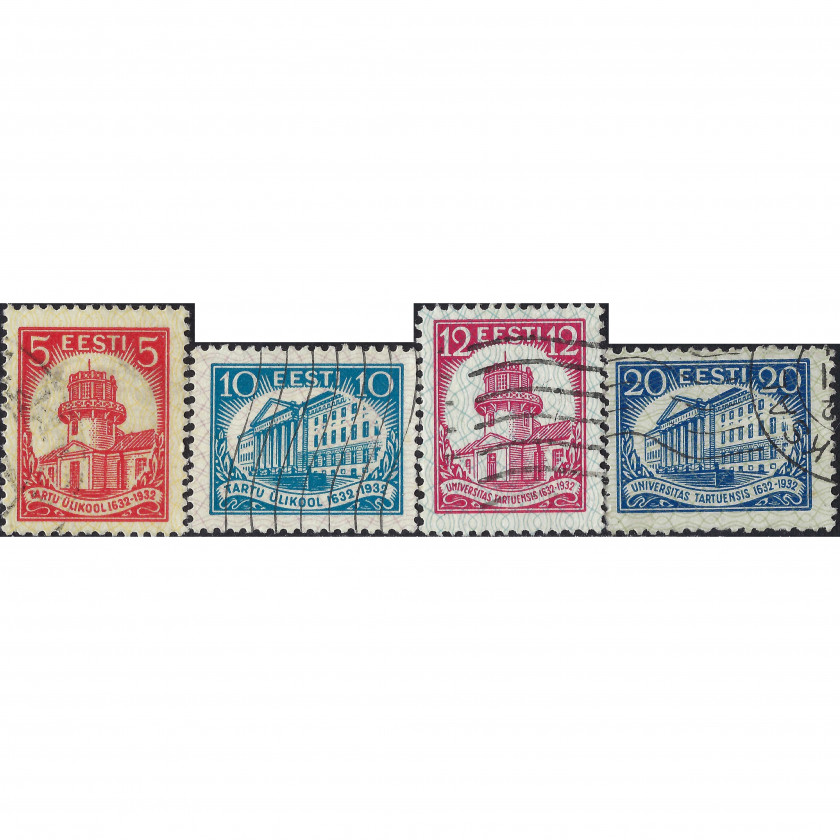 1932, Эстония, 5s-20s, Соловьев #94-#97, Типография, P14.5:14, Без ВЗ