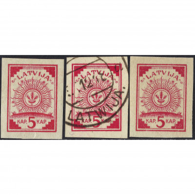 1918, Латвия,  5k, Соловьев #1-#1B, Литографи...