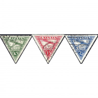 1931, Латвия, 10s-25s, Соловьев #136-#138, Ли...