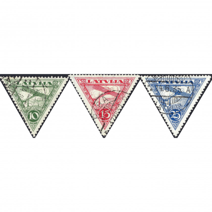 1931, Латвия, 10s-25s, Соловьев #136-#138, Литография, ВЗ, P11.5