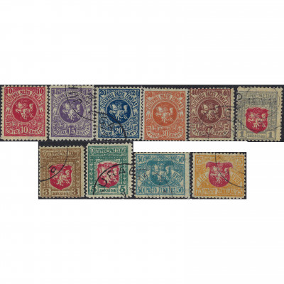 1919, Литва, 10s-5a, Соловьев #18-#27, Литогр...