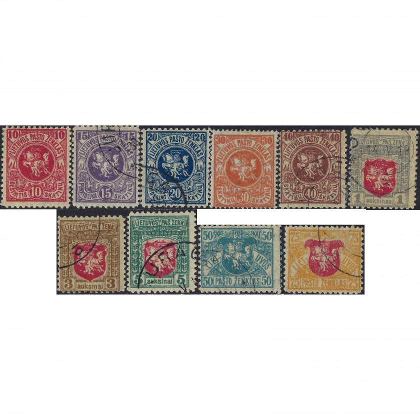 1919, Литва, 10s-5a, Соловьев #18-#27, Литография, ВЗ, P11.25