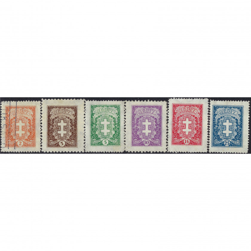 1927, Литва, 2c-25c, Соловьев #259-#264, Литография, ВЗ, P14.25