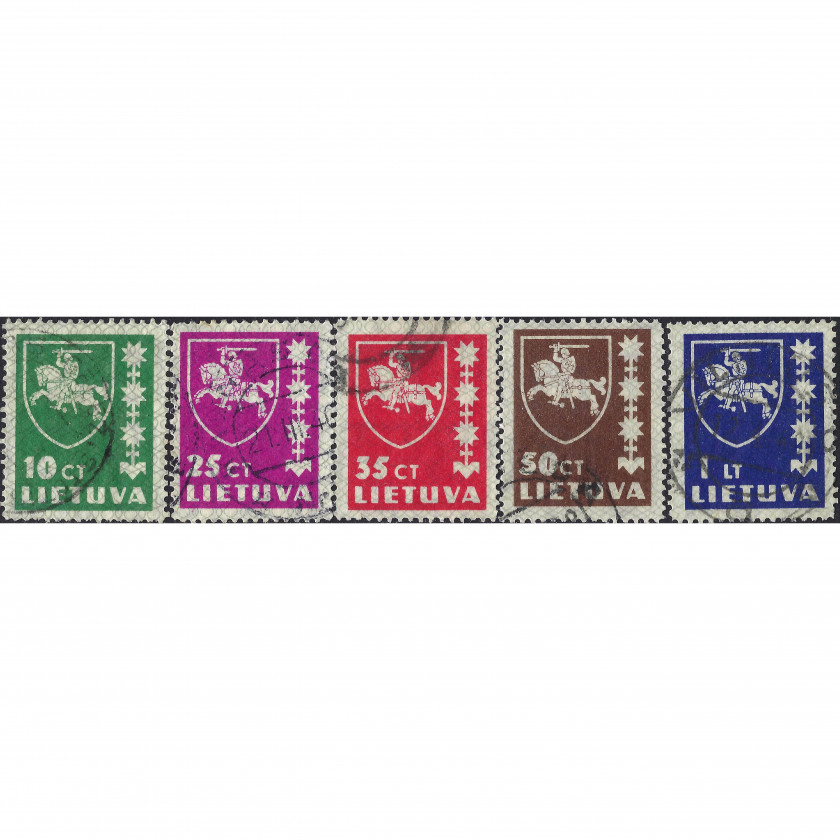 1937, Литва, 10c-1L, Соловьев #403-#407, Литография, ВЗ, P14