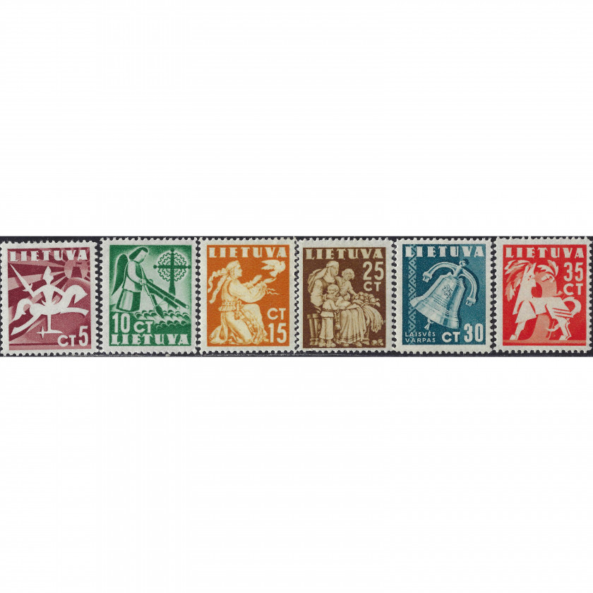 1940, Lithuania, 5c-35c, Solovyov, #428-#433 / Michel #437-#442, Phototype, UnWmk, P14