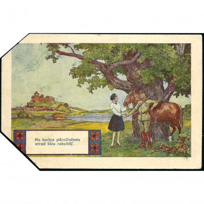 Postcard, Returning from the little war, he f...