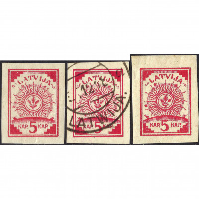 1918, Latvia, 5k, Solovjov #1-#1B / Michel #1...