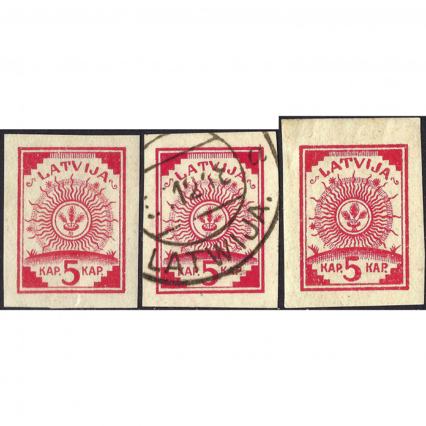 1918, Latvia, 5k, Solovjov #1-#1B / Michel #1I-#1III, Lithographed, UnWmk