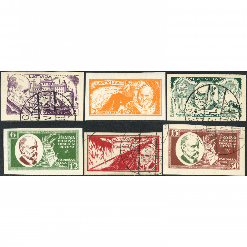 1930, Latvia, 1s-15s, Solovyov #156A-#161A / Michel #153B-#158B, Lithographed, Wmk