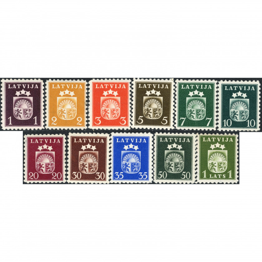 1940, Латвия, 1s-1L, Соловьев #274-#284 / Мишель #281-#291, Фототипия, ВЗ, P11½