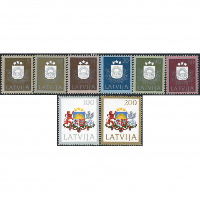 1991, Latvia, 5k-200k, Michel #305-#312, Offs...